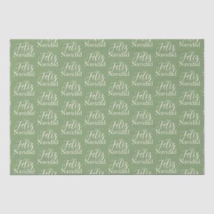 Papier Mousseline Feliz Navidad Green Modern Noël