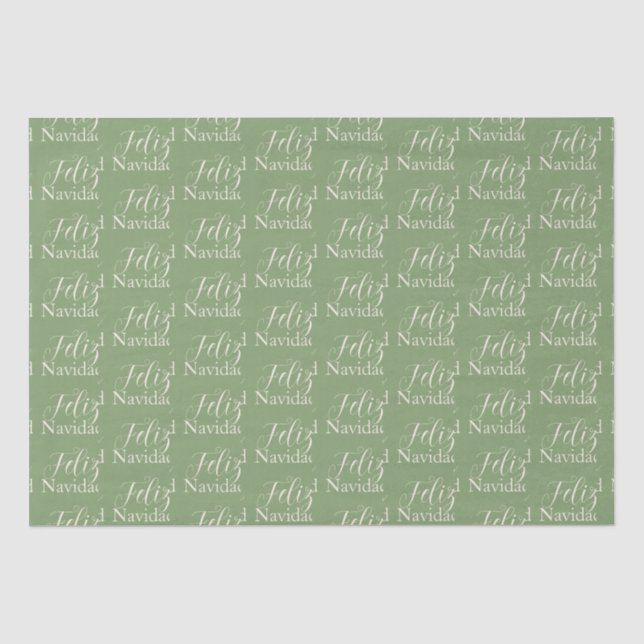 Papier Mousseline Feliz Navidad Green Modern Noël (Recto)