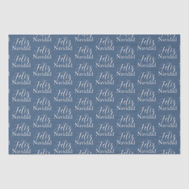 Papier Mousseline Feliz Navidad Modern Blue Noël (Recto)