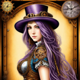 Papier Mousseline Feminine steampunk woman v17 tissue paper Decoupag
