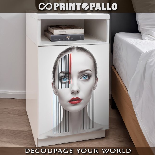 Papier Mousseline Femme à code barre futuriste (Créateur téléchargé)