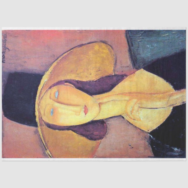 Papier Mousseline Femme avec grand Casquette, Modigliani (Recto)