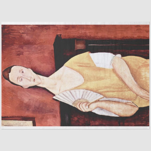 Papier Mousseline Femme avec ventilateur, Modigliani (Recto)