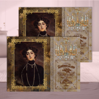 Papier Mousseline Femme de la Belle Époque en découpage marron et ta