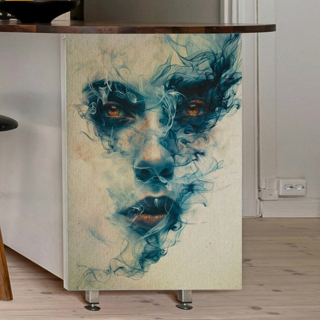 Papier Mousseline Femme en bleu - Découpage fumée (Créateur téléchargé)