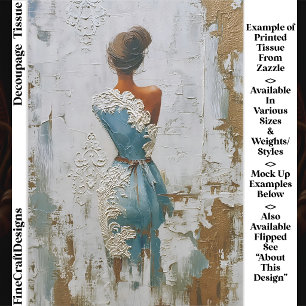 Papier Mousseline Femme en bleu et robe en dentelle texturée EP9L dé