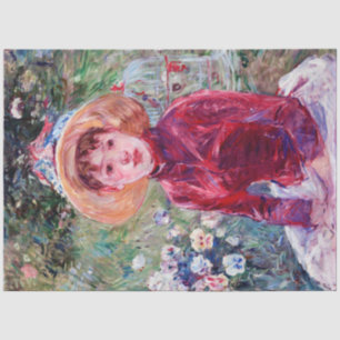 Papier Mousseline Femme en rouge, Berthe Morisot