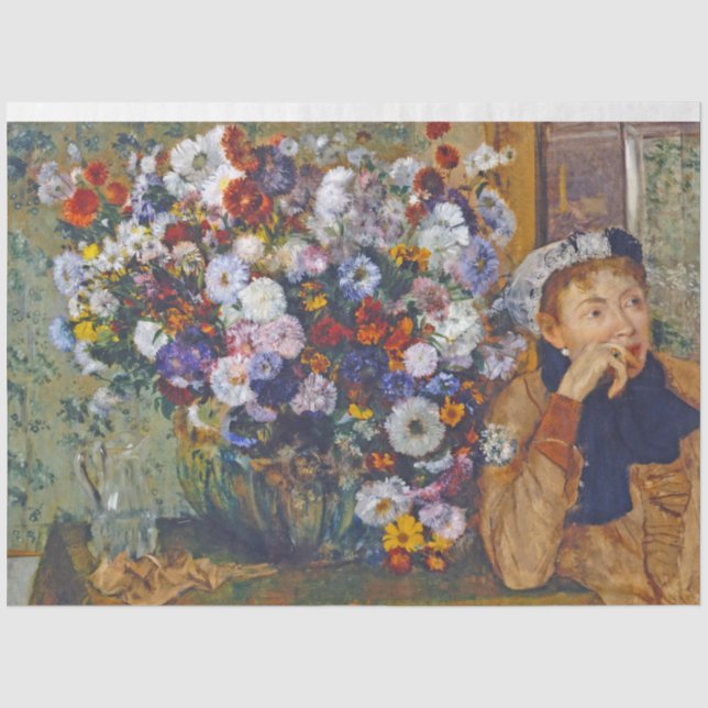 Papier Mousseline Femme et vase de fleurs, Edgar Degas (Recto)