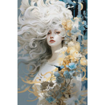Femme exotique avec découpage de cheveux blancs fl