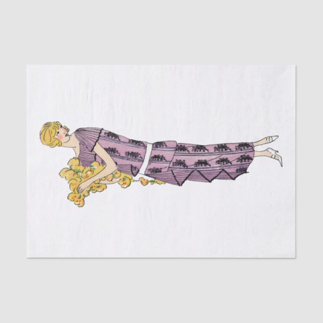Papier Mousseline Femme fleur, Découpage (Recto)