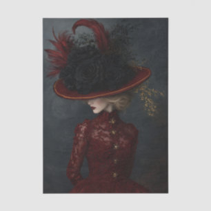 Papier Mousseline Femme française victorienne en chapeau de découpag
