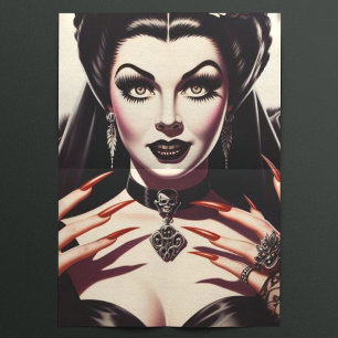 Papier Mousseline Femme gothique rétro