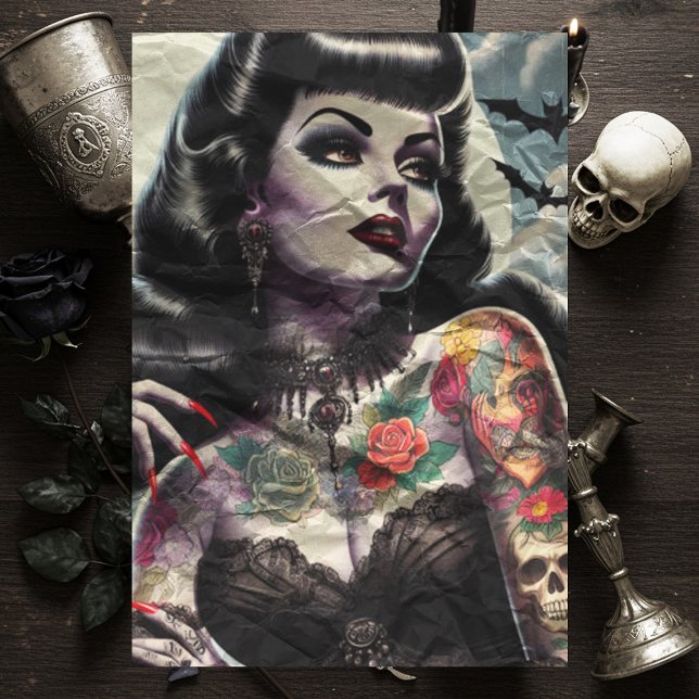 Papier Mousseline Femme gothique tatouée (Créateur téléchargé)