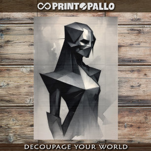 Papier Mousseline Femme métallique futuriste stylisée