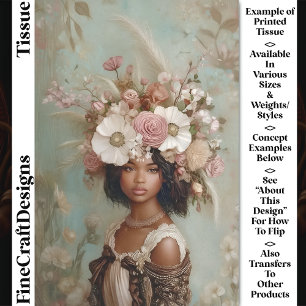 Papier Mousseline Femme Métisse, Couronne Florale CP1 Découpage