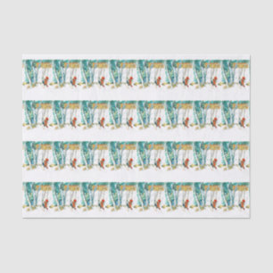 Papier Mousseline Femme mettant sur ses skis