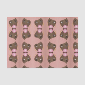 Papier Mousseline Femme noire, Afro rose, Bubblegum rose