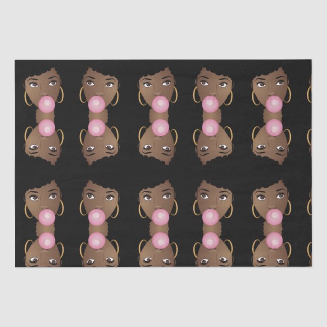 Papier Mousseline Femme noire, Bubblegum rose (Recto)