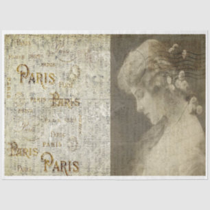Papier Mousseline Femme romantique à Paris Découpage papier