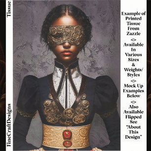 Papier Mousseline Femme Steampunk à peau foncée avec masque EM4L déc