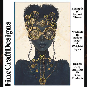 Papier Mousseline Femme Steampunk Audacieuse Lèvres Peau Noire P1 Dé