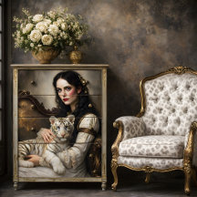 Femme Tigre Blanc Fantaisie Élégante Découpage