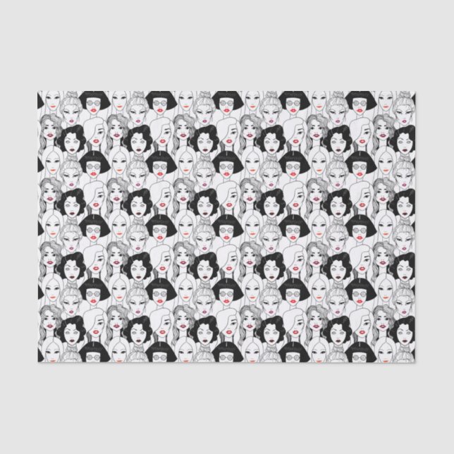 Papier Mousseline Femmes avec le motif de rouge à lèvres (Recto)