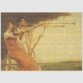 Papier Mousseline Femmes jouant de trompettes papier de tissu musica