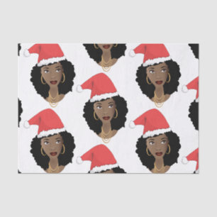 Papier Mousseline Femmes noires, chapeaux de Noël rouges