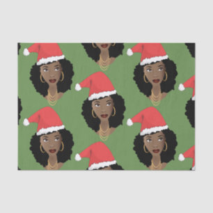 Papier Mousseline Femmes noires, chapeaux de Noël rouges, verts