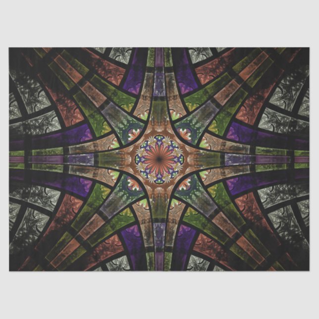 Papier Mousseline Fenêtre en verre vissé fractal Abstrait 23 Découpa (Recto)