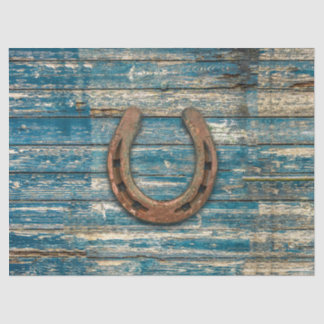 Papier Mousseline Fer à cheval sur les conseils en bois bleus