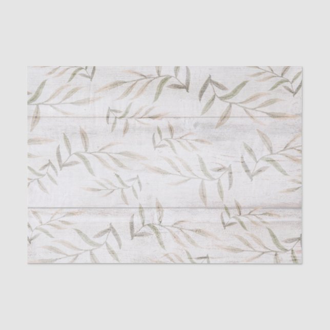 Papier Mousseline Ferme Botanique Blanc Bois Noir Rustique Feuilles (Recto)