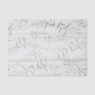 Papier Mousseline Ferme botanique blanc bois rustique feuilles