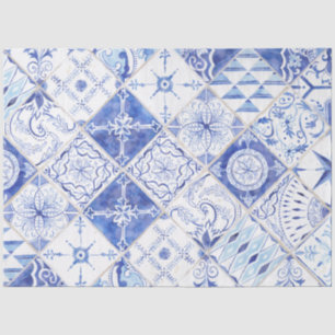 Papier Mousseline Ferme Carrelage bleu carrelage en bois Découpage 1