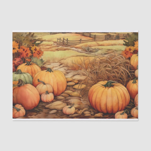 Papier Mousseline Ferme citrouille automne récolte Thanksgiving (Recto)
