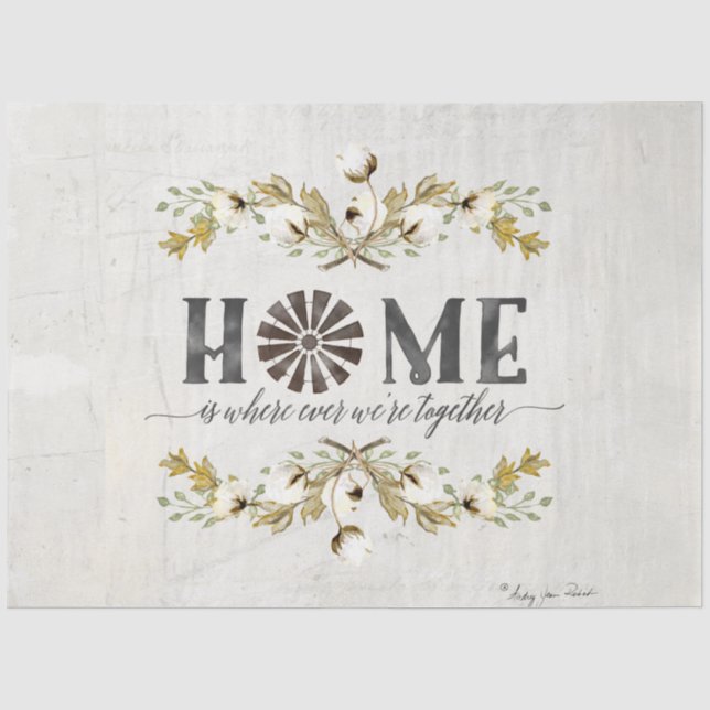Papier Mousseline Ferme Coton Automne Feuillage Gris Mustard Accueil (Recto)