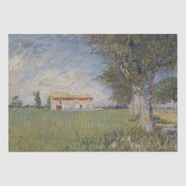Papier Mousseline Ferme dans un Wheatfield par Vincent van Gogh (Recto)