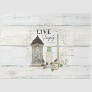 Papier Mousseline Ferme Florale Lanterne Cottage Bois Découpage Ti
