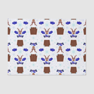 Papier Mousseline Festif Blue Kasky Christmas Reindeer