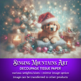 Papier Mousseline Festif de Noël Chiot Santa Hat Mignonne Découpage