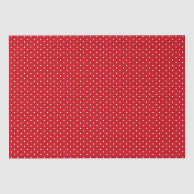 Papier Mousseline Festif Rouge Blanc Pois Fête Noël (Recto)