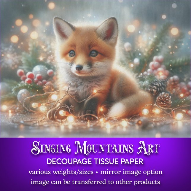 Papier Mousseline Festive Baby Fox Vacances Lumières Découpage (Créateur téléchargé)