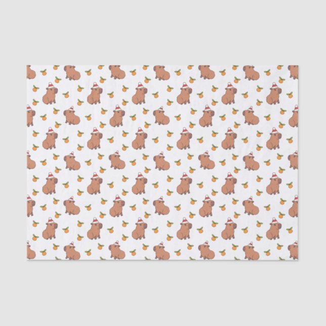 Papier Mousseline Festive Capybara Noël (Recto)