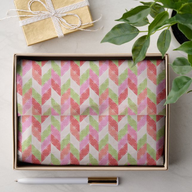 Papier Mousseline Festive Chevron christmas (Cadeau)