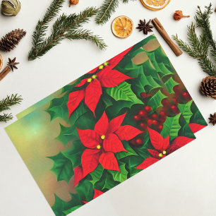 Papier Mousseline Festive Christmas Red Poinsettia Flowers