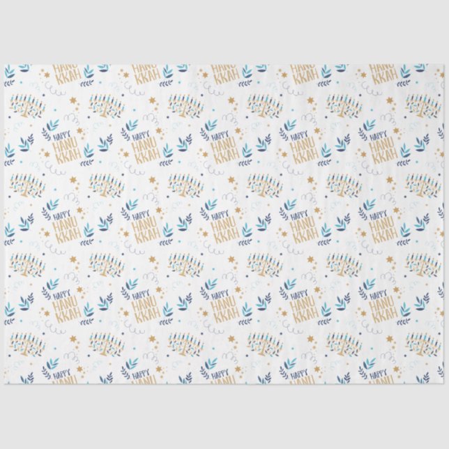 Papier Mousseline Festive Menorah Hanoukka (Recto)