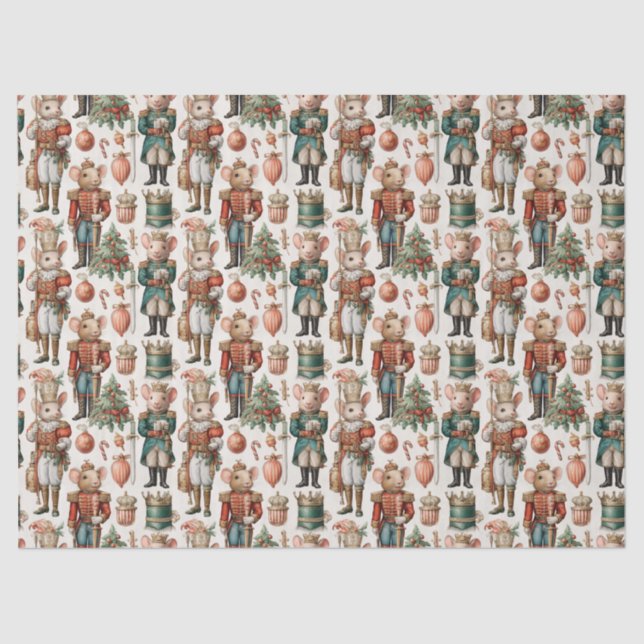 Papier Mousseline Festive Nutcracker Mice with Holiday Decor (Recto)
