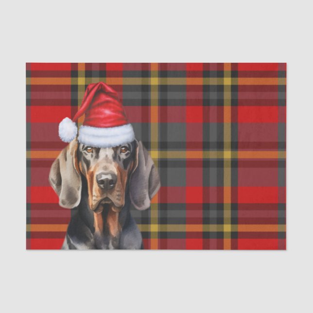 Papier Mousseline Festive Red Plaid et BT Coonhound Noël (Recto)