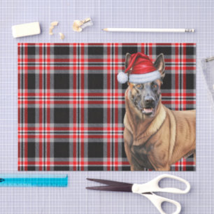 Papier Mousseline Festive Red Plaid et Noël des Malinois belges